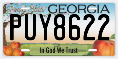 GA license plate PUY8622