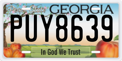 GA license plate PUY8639