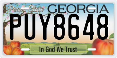 GA license plate PUY8648