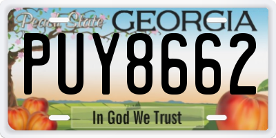 GA license plate PUY8662