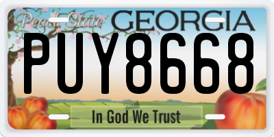 GA license plate PUY8668