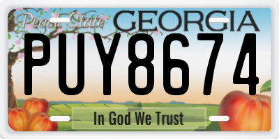 GA license plate PUY8674