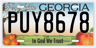 GA license plate PUY8678