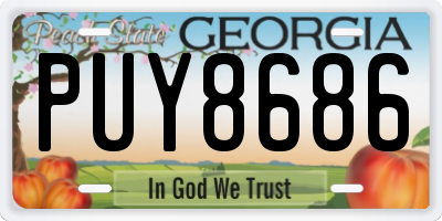 GA license plate PUY8686