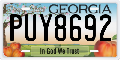 GA license plate PUY8692
