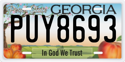 GA license plate PUY8693