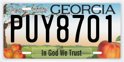 GA license plate PUY8701