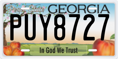 GA license plate PUY8727