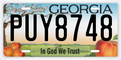 GA license plate PUY8748