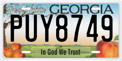 GA license plate PUY8749