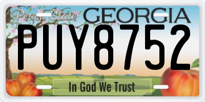 GA license plate PUY8752