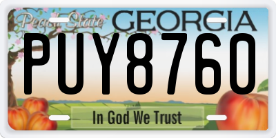 GA license plate PUY8760