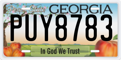 GA license plate PUY8783