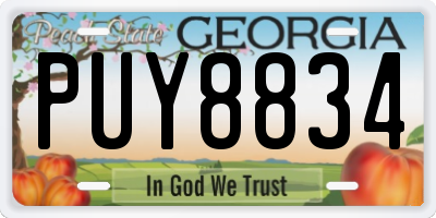GA license plate PUY8834