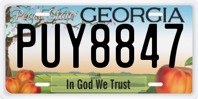 GA license plate PUY8847