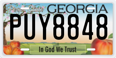GA license plate PUY8848