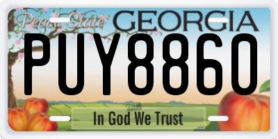 GA license plate PUY8860