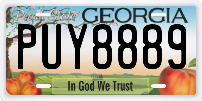 GA license plate PUY8889