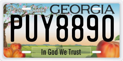 GA license plate PUY8890