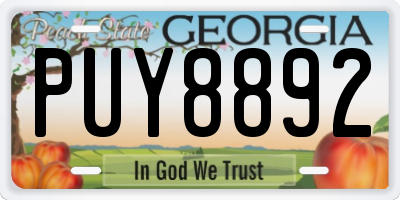GA license plate PUY8892