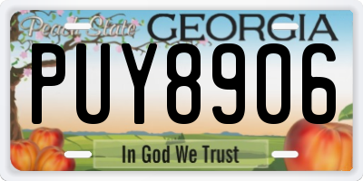 GA license plate PUY8906