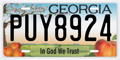 GA license plate PUY8924