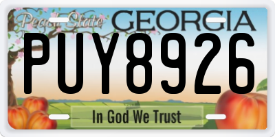 GA license plate PUY8926