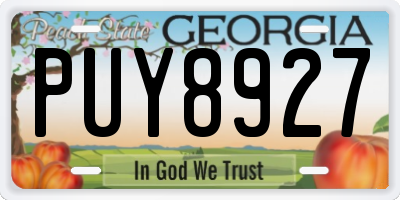 GA license plate PUY8927