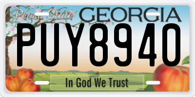 GA license plate PUY8940