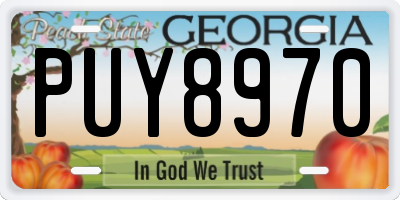 GA license plate PUY8970