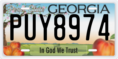 GA license plate PUY8974