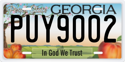 GA license plate PUY9002