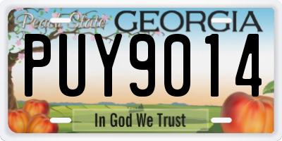 GA license plate PUY9014