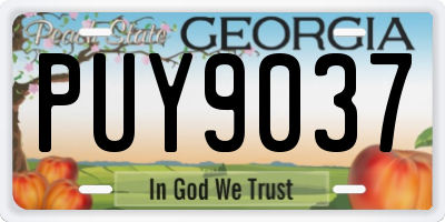 GA license plate PUY9037