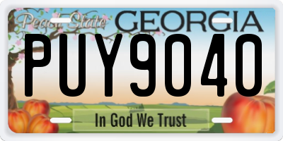 GA license plate PUY9040