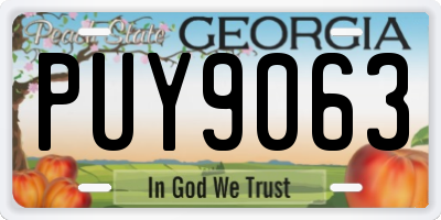 GA license plate PUY9063