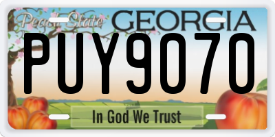 GA license plate PUY9070