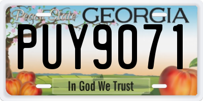GA license plate PUY9071
