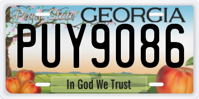 GA license plate PUY9086
