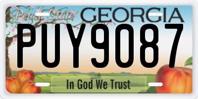GA license plate PUY9087