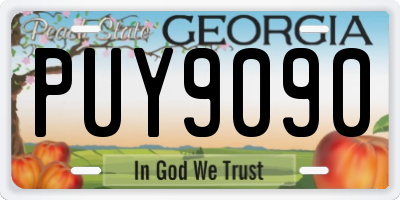 GA license plate PUY9090