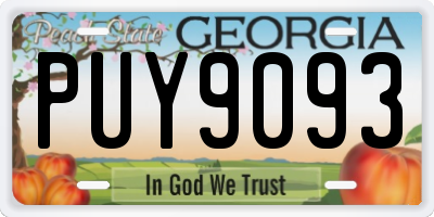 GA license plate PUY9093