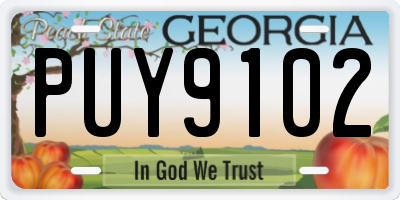 GA license plate PUY9102