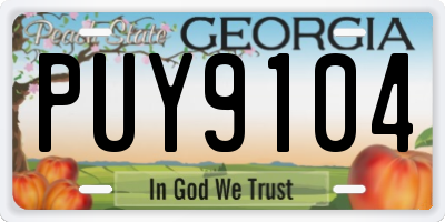 GA license plate PUY9104