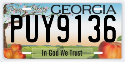 GA license plate PUY9136