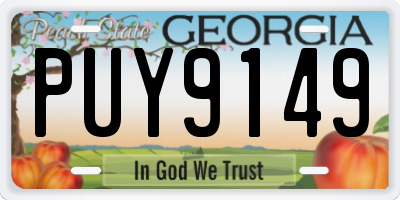 GA license plate PUY9149