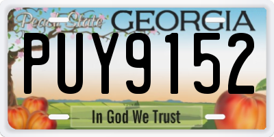 GA license plate PUY9152