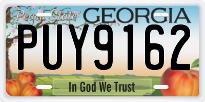 GA license plate PUY9162