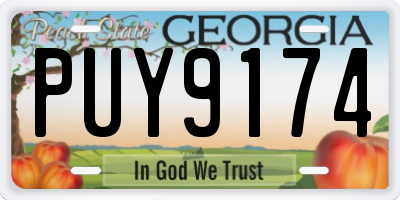 GA license plate PUY9174