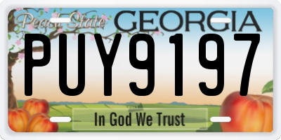 GA license plate PUY9197